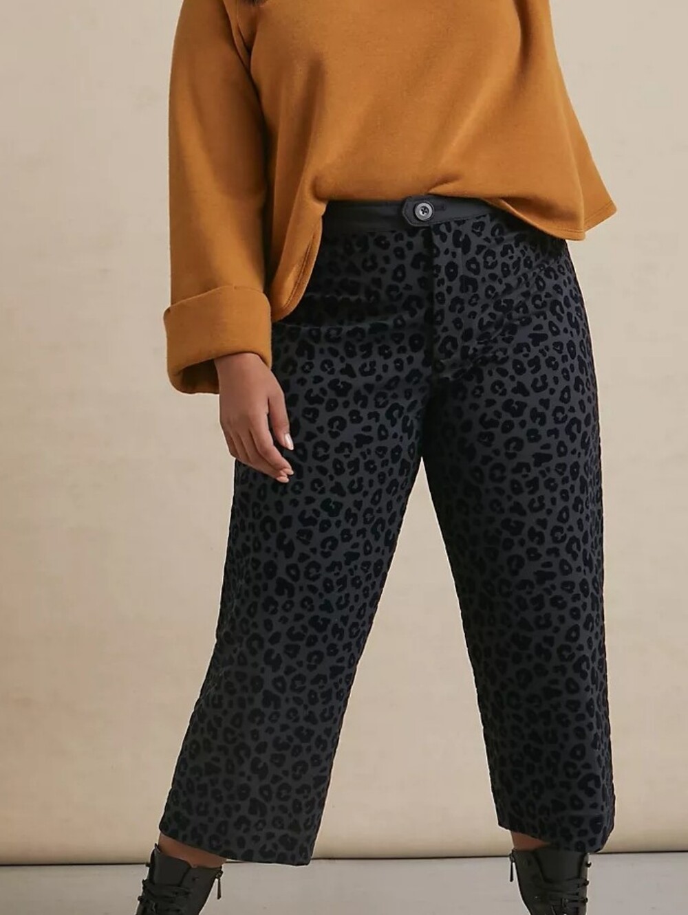 Maeve Cheetah Flocked Black  Wide Leg Pants NWT Anthropologie